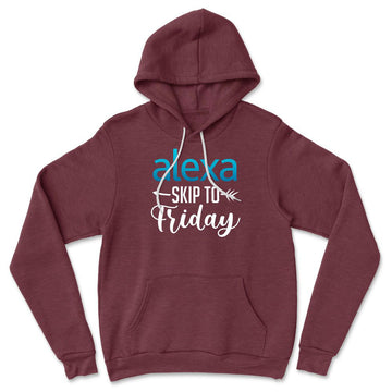 Alexa, Skip To Friday Hoodie in Heather Maroon color